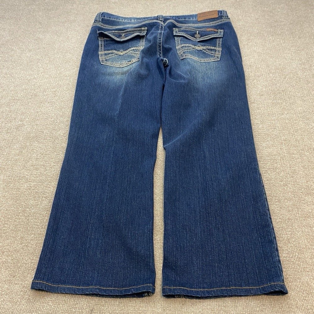 Seven7‎ Straight Fit Jeans Mens 38x29 Hemmed Stretch Blue Flap Pockets Y2K Baggy